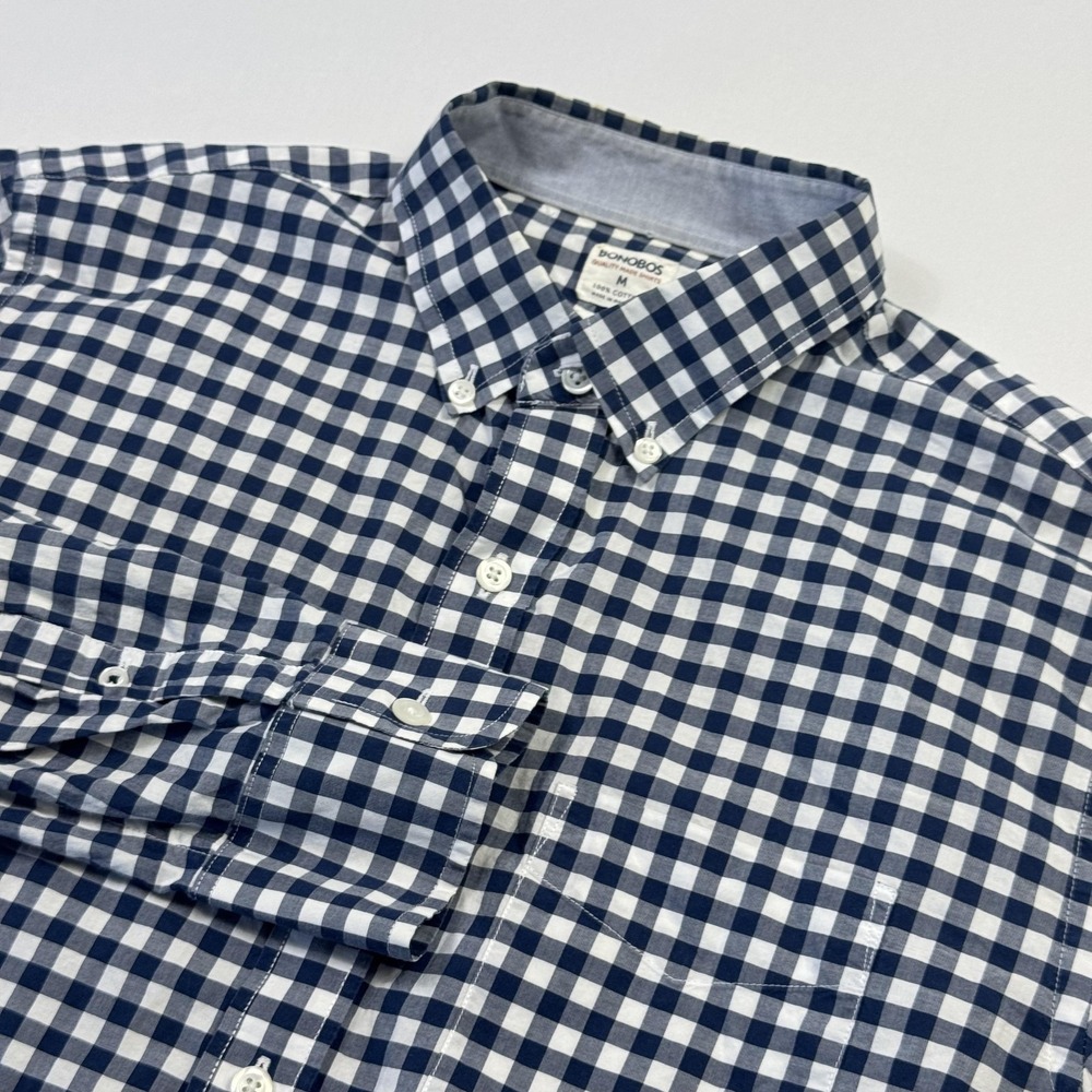 Bonobos Shirt Mens Medium Blue Check Cotton Slim Fit Long Sleeve Button Down